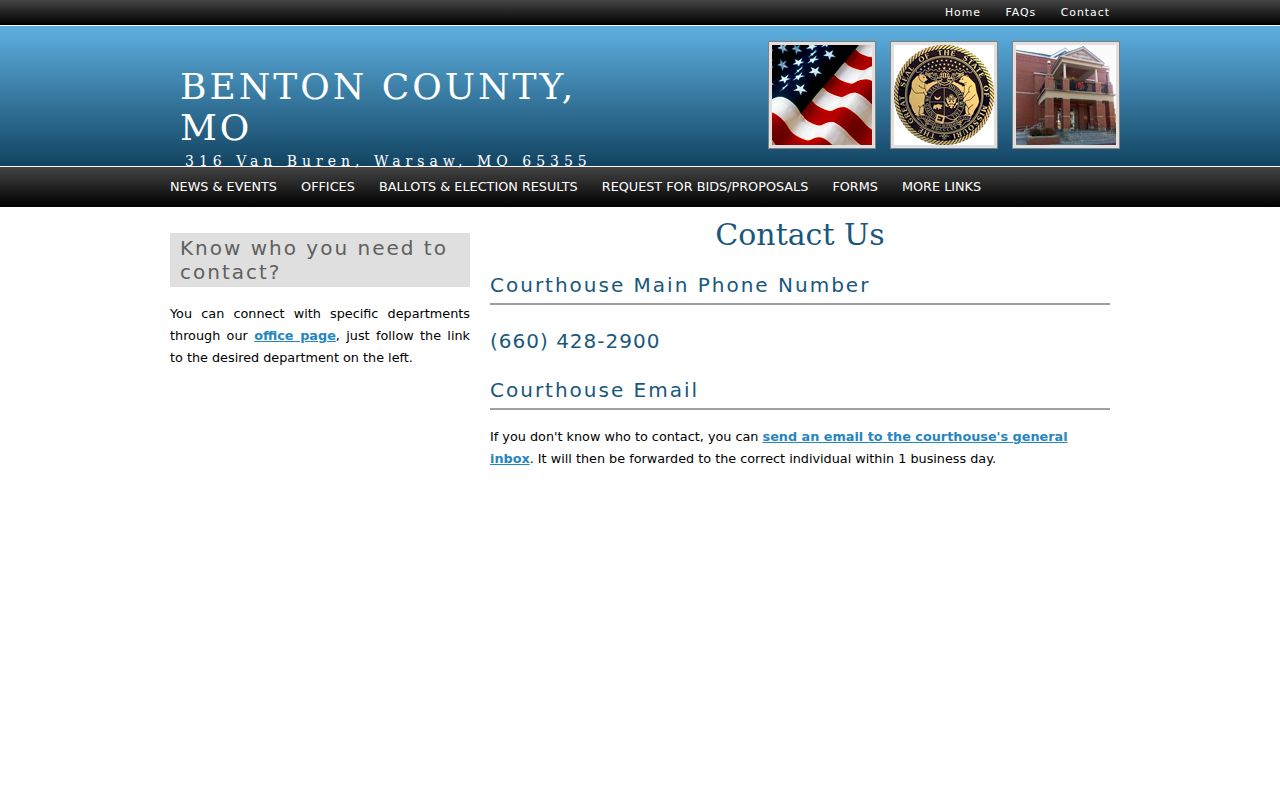 Benton County court docket courthouse contact route