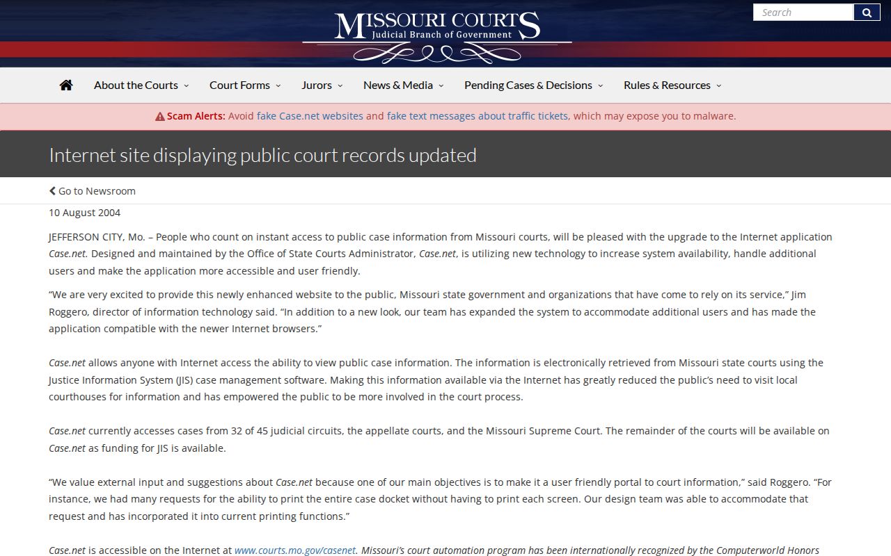 Benton County case search historical context from Missouri Case.net report