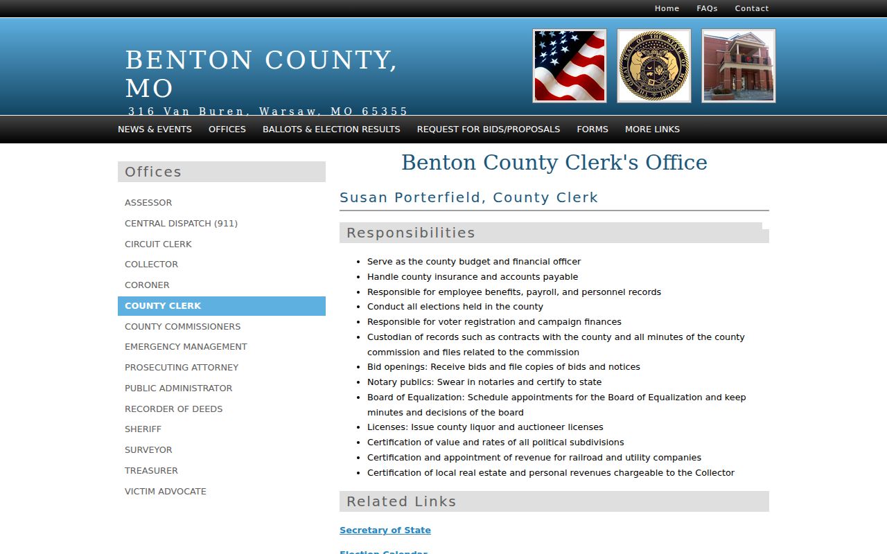 Benton County civil court docket source distinguishing County Clerk and Circuit Clerk records