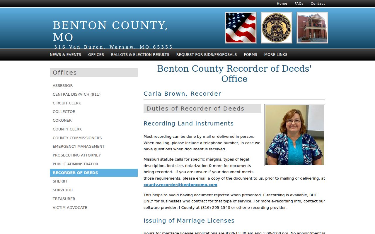 Benton County civil court docket source distinguishing Recorder of Deeds land records