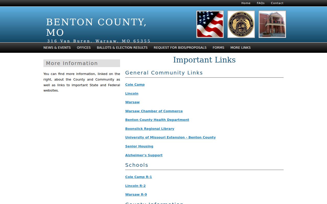 Benton County court records official county links page