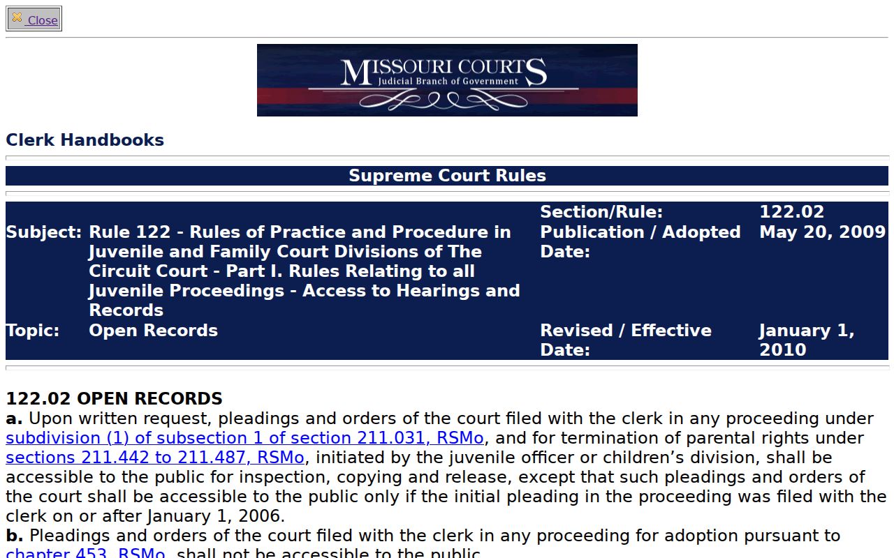 Benton County criminal court docket access source for Supreme Court Rule 122.02