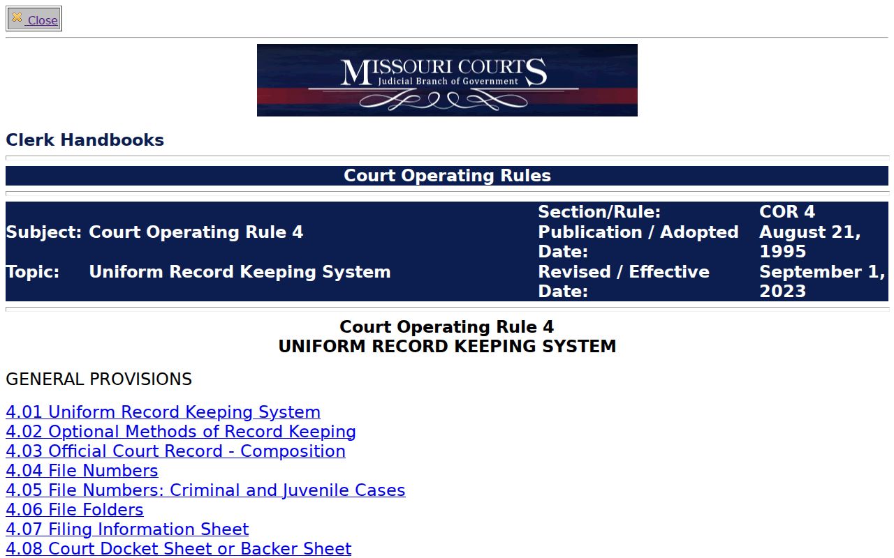 Benton County traffic court records Court Operating Rule 4 page